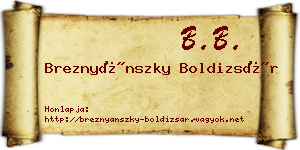 Breznyánszky Boldizsár névjegykártya
